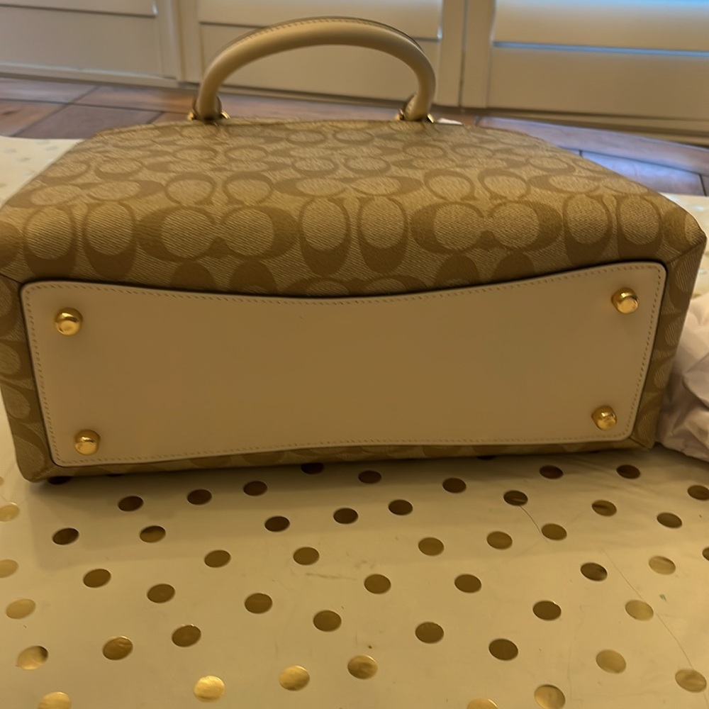 Coach Lillie Carryall leather bag beige on beige sophisticated - Picture 7 of 8